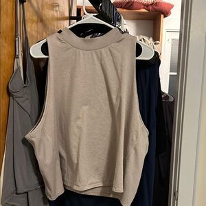Women's Sleeveless Beige Crop Top